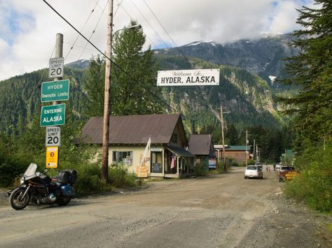 HYDER, ALASKA: It’s a popular vacation getaway from Americans looking to hunt, fish, or gawk at all the grizzly bears stalking salmon in the creeks just outside of town. If you make the trip to Hyder, don’t forget to stop at a local bar to become “Hyderized.” Tourist earn a special certificate for drinking the local specialty: 190 proof Everclear. After a couple shots of that, even I might welcome our new Canadian overlords. Hyder Alaska, Canadian Currency, American Town, American Aesthetic, Canadian Dollars, Midwest Emo, Facts About The World, Small Town America, Conde Nast Traveler