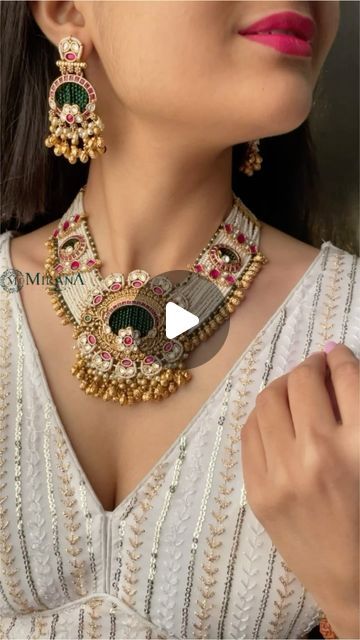 Mirana on Instagram: "Mrinali Multicoloured Antique Pearl Necklace Set😍

##https://miranajewels.com/product/mrinali-multi-colour-antique-necklace-set/#

Love for designer jewelry is an addiction 😍

For more details click the link in bio or visit our website www.miranajewels.com. 
Also you can DM or reach us @+919413563838

#miranabymegha #diamondjewellery #latestjewellery #trendyjewelry #americandiamondjewellery #weddingjewellery #tyaanijewellery #reelsinstagram #reelitfeelit #trendingreels #jaipurjewellery #mjnecklace #reelkarofeelkaro #trending

Artificial Bridal Jewellery, Immitation Jewellery, Modern jewellery, Designer Jewellery, Polki Bridal Jewellery, Latest Bridal Jewellery, Mehndi jewellery, Sangeet Jewellery" Sangeet Jewellery, Crystal Neckless, Latest Bridal Jewellery, Mehndi Jewellery, Latest Necklace Design, Antique Pearl Necklace, Latest Jewellery Designs, American Diamond Jewellery, Antique Jewellery Designs