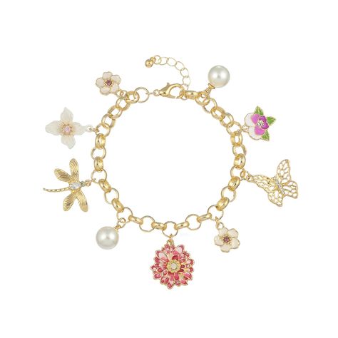 PRICES MAY VARY. 🌸Exquisite Flower Charm Bracelet: Indulge in the beauty of this meticulously crafted flower butterfly charm bracelet, made with high-quality materials to ensure its durability and long-lasting wear. The delicate chain holds a charming pink flower and butterfly charm, adding an elegant touch to any outfit. 🔗Adjustable and Stylish: This stunning flower and butterfly charm bracelet is designed for women who appreciate stylish accessories. Its adjustable chain allows for a perfect Gold Dainty Bracelet, Gold And Pink Jewelry, Aruba Outfits, Cute Charm Bracelets, Bracelet Gift Ideas, Travel Charm Bracelet, Charm Necklace Diy, Flower Charm Bracelet, Butterfly Charm Bracelet