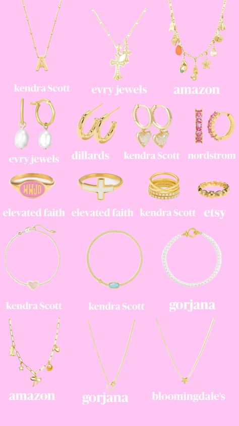 Best Places To Get Jewelry, Preppy Jewelry Aesthetic, Kender Scott, Places To Get Jewelry, Preppy Gold Jewelry, Preppy Jewlery, Where To Buy Jewelry, Teen Christmas Wishlist, Girly Christmas Gifts