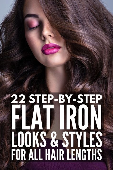 Easy Flat Iron Hairstyles, Medium Flat Iron Hair Styles, Hair Straightener Waves, Straightener Hairstyles, Curl Hair With A Straightener, Volume Straight Hair, Waves With A Flat Iron, Mermaid Hair Waves, Flat Iron Hairstyles