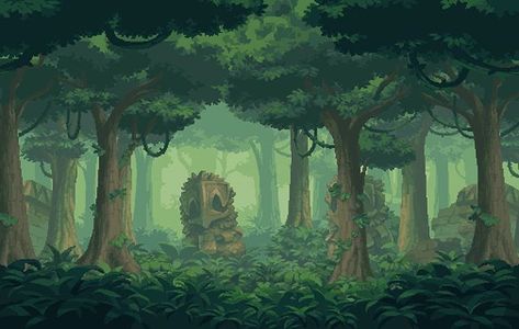 An amazing background by 🔸skittle🔸 on PixelJoint. Love the painting-like aesthetics 💚 . ➡️ Follow @2DArmory Pixel Art Store 🕹️ Use code ⏹️… Jungle Background, Pixel Art Landscape, Kare Kare, Piskel Art, Pixel Art Background, Pixel Art Tutorial, Wanderer Art, Hand Painted Textures, 2d Game Art