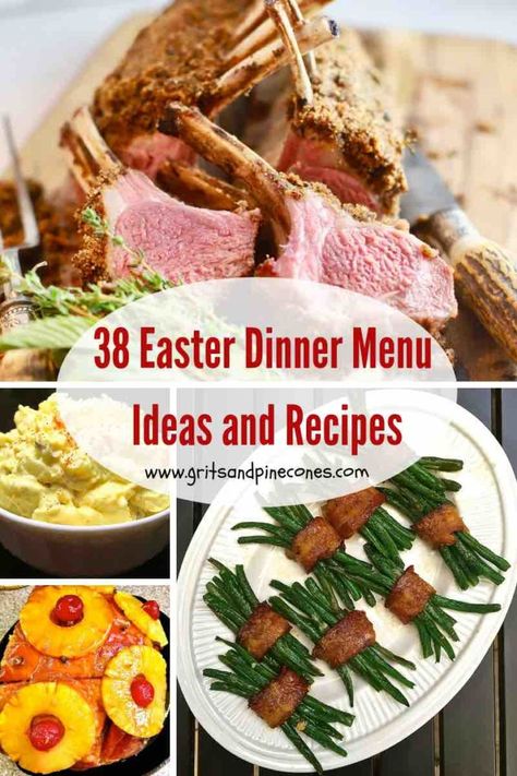 38 Easy Easter Dinner Menu Ideas and Recipes is a compilation of traditional and classic Easter recipes, menus and ideas for delicious mostly make-ahead main dishes, sides, salads, bread, and decadent desserts. Our hope is these ideas will make it easy for you to plan and prepare an unforgettable Easter meal that will wow your family and guests! Men Recipes, Easter Dinner Menu Ideas, Easy Easter Dinner Recipes, Easy Easter Dinner, Keto Easter, Easter Dinner Menus, Dinner Meat, Thanksgiving Brunch, Dinner Menu Ideas