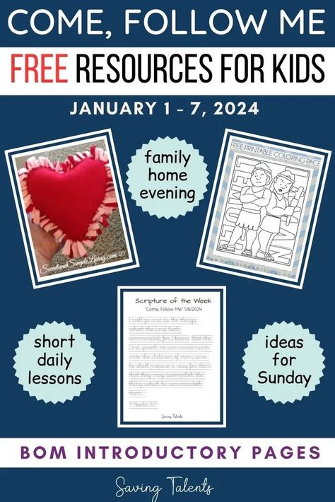 Devotionals and Family Home Evening ideas for young children to go along with Come Follow Me for Home and Families manual for 2024 on the Book of Mormon from the Church of Jesus Christ of Latter-day Saints. Free FHE resources, journal prompts activities, and scriptures. CFM Devotionals: Week of 1/8/2024 | Saving Talents Book Of Mormon Family Home Evening, Come Follow Me 2024 Free Printables, Come Follow Me Book Of Mormon 2024 Primary, Lds Primary Book Of Mormon, Book Of Mormon Activities For Kids, Come Follow Me Book Of Mormon 2024, Come Follow Me 2024, Come Follow Me 2024 Primary, Primary 2023