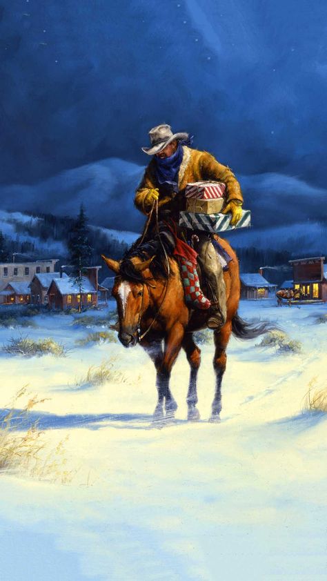 Western Christmas Wallpaper, Christmas Wallpaper For Iphone, Jack Sorenson, Cowboys Western, Western Images, Western Photos, Arte Cowboy, Christmas Wallpaper Iphone, Iphone Image