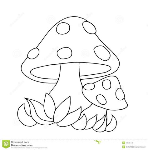 Illustration about A Sketch in black and white of mushrooms. Illustration of sketch, mushroom, children - 12505448 Mushroom Clipart Black And White, Mushroom Template Free Printable, Mushroom Template, Sketch Mushroom, Mushroom Outline, Mushroom Coloring Pages, Mushrooms Illustration, Projek Diy, Clip Art Black And White