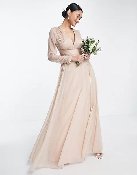 Page 5 - Dresses | Black, White & Red Dresses for Women | ASOS Champagne Long Sleeve Bridesmaid Dresses, Champagne Bridesmaid Dresses With Sleeves, Beige Maxi Dress, Maxi Dress With Long Sleeves, Types Of Gowns, Pink Pleated Skirt, Champagne Bridesmaid Dresses, Maid Of Honour Dresses, Pleat Skirt