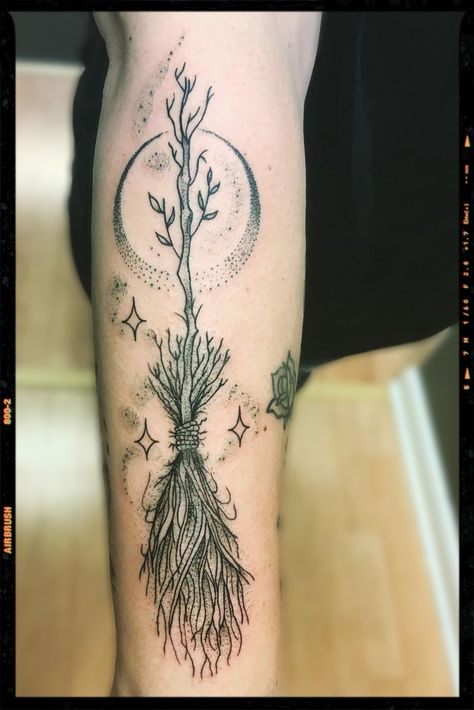 Magic Broom Tattoo Inspiration - witch tattoo inspiration Black Cat Witch Broom Tattoo, Witch Broom Tattoo Ideas, Witch Broom Tattoo Design, Witch Broomstick Tattoo, Witchy Broom Tattoo, Broom Tattoo Small, Wiccan Tattoos For Women, Burning Witch Tattoo, Witches Broom Tattoo