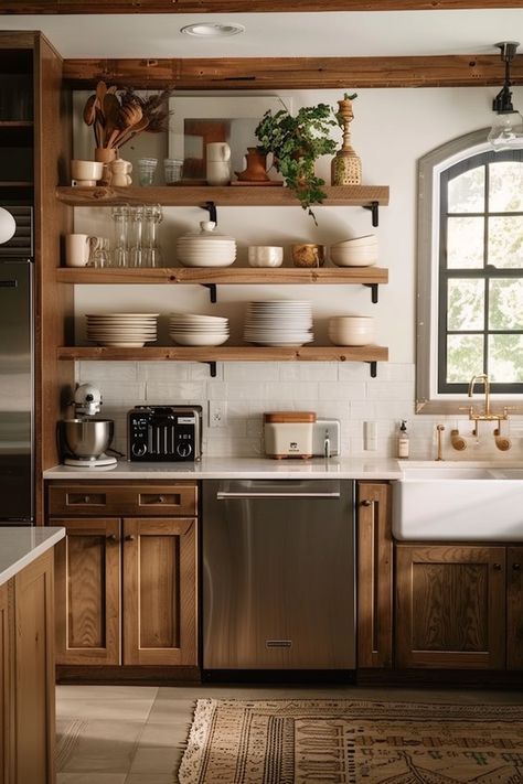 20+ Charming Cottage Kitchen Design Ideas for Small Spaces - Quiet Minimal Small Space Renovation, Modern Minimal Kitchen Design, Kitchen Cabinet Wall, Petite Kitchen, Dreamy Kitchens, Cottage Kitchen Design, Small Cottage Kitchen, Vision 2024, House Planning