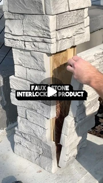 Stone Beams Porch, Faux Stone Pillar Wraps, Pillar Wraps Columns, Stone Column Wrap Porch Posts, Patio Column Wraps, Porch Beam Wrap, Diy Driveway Columns, Stone Posts On Porch, Patio Pillars Columns