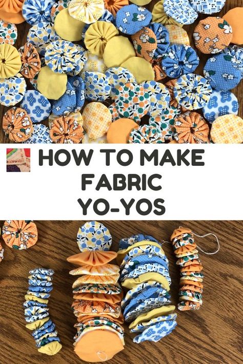 Learn how to make a fabric yo-yo for yo-yo quilting, making embellishments for clothing, totes, headbands, and toys, as well as home decor ideas. Fabric Yoyos, Yoyo Toy, Modern Sewing Projects, Lazy Girl Designs, Sewing Activities, Yo Yo Quilt, Yo Yos, Scrap Fabric Projects, Handmade Christmas Crafts