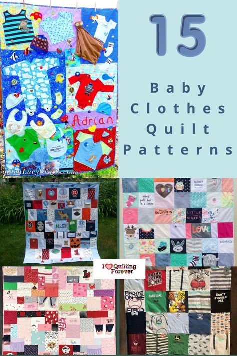 We gathered Baby Clothes Quilt Tutorials in different versions for every quilter to create. Click our link to learn more. 1000+ Free Quilt Patterns for Beginners & Experts. All Quilters can get inspired! Baby Quilts Made From Baby Clothes, How To Make A Quilt Out Of Baby Clothes, Memory Quilts From Clothes Men Patterns, Baby Clothes Memory Quilt, Baby Clothes Quilt Ideas, Quilt With Baby Clothes, Quilt Ideas For Beginners, Quilt From Baby Clothes, Free Quilt Patterns For Beginners