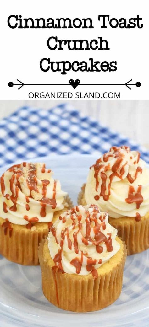 These delicious cinnamon toast crunch cupcakes are a fun dessert with a tasty cinnamon sugar flavor. Easy to make and a family favorite. Candy Flavored Cupcakes, Fun Cupcake Flavors, Easy Cinnamon Toast, Cinnamon Toast Crunch Cupcakes, Pavlova Recipes, Simmering Pot, Cereal Flavors, Delicious Cupcakes Recipes, Work Recipes