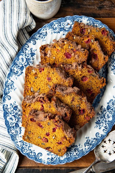 This pumpkin cranberry bread is warmly spiced, studded with tart, juicy cranberries and crunchy nuts, and finished with a cinnamon sugar topping. Best of all, it comes together with one bowl in about 10 minutes! Pumpkin Cranberry Bread Recipes, Cranberry Pecan Pumpkin Bread, Pumpkin Bread With Cranberries, Libby’s Cranberry Pumpkin Bread, Pumpkin Cranberry Bread, Natasha’s Kitchen Pumpkin Bread, Multi Grain Bread, Pumpkin Cranberry, Cranberry Bread