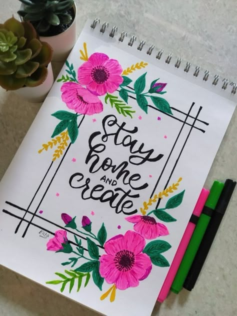 Border Designs For Quotes, Book Cover Decorations Ideas, Flower Boder Degin, Floral Border Designs For Projects, Floral Cover Page Design, Drawing Book Decorations Cover, Drawing File Decoration Ideas, Project Cover Page Border Design, Illustration Border Design