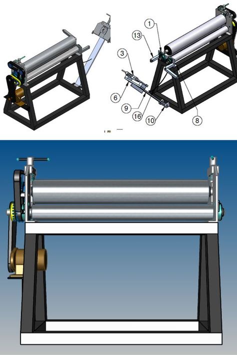 Sheet Metal Roller Plans, Sheet Metal Roller, Sheet Metal Bender, Sheet Metal Brake, Metal Working Machines, Metal Sheet Design, Diy Tools Homemade, Mechanical Projects, Sheet Metal Work