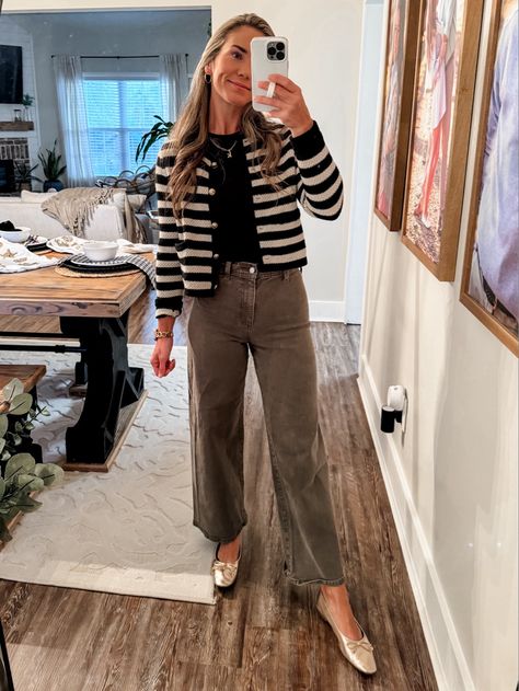 Loving these cool fall mornings!   Business casual. Workwear. Office inspo. Corporate outfit. OOTD. Fall staples. Ballet flats.  Follow my shop @Courtney_Townsend on the @shop.LTK app to shop this post and get my exclusive app-only content!  #liketkit #LTKShoeCrush #LTKStyleTip #LTKWorkwear @shop.ltk https://liketk.it/4PuPc Outfits With Ballet Flats, Tan Ballet Flats, Corporate Outfit, Ballet Flats Outfit, Ootd Fall, Office Inspo, Flats Outfit, Casual Workwear, Fall Staples