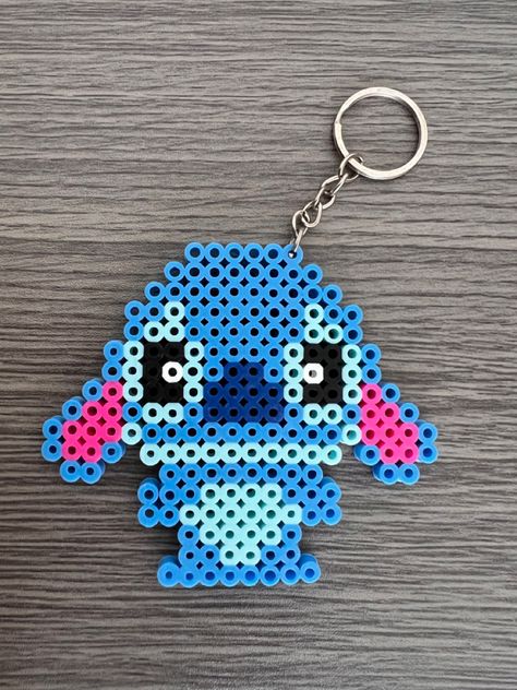 Stitch Perler Bead Pattern Small, Stitch Fuse Bead Pattern, Peler Beads Sanrio, Perler Bead Patterns Stitch, Pyssla Stitch, Iron Beads Disney, Perler Beads Stitch, Blue Perler Bead Patterns, Stitch Perler Beads