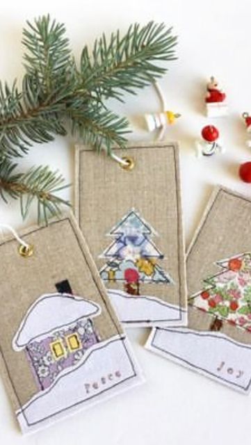 Making Christmas Gifts, Sip Tea, Cute Stocking, Funky Gifts, Christmas Sewing Projects, Embroidery Cards, Christmas Card Inspiration, Fabric Cards, Christmas Card Art