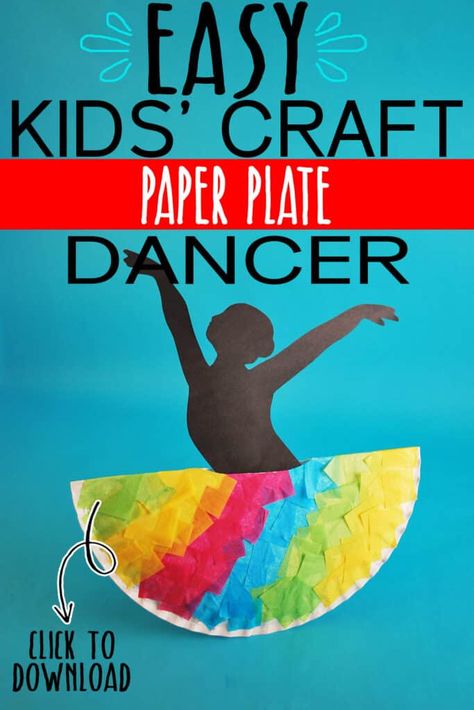 This paper plate dancer craft is so simple and fun to make. Rock them to make them dance. Free printable template available to make crafting even easier. And this craft, like every single project at inthebagkidscrafts.com, is made from supplies that are on the master list used for every craft project on the site. Fill you bag, and you are ready to craft with less stress, less mess and more fun! Dancing Crafts For Preschoolers, Dance Preschool Activities, Dance Art Projects, Talent Show Crafts For Kids, Dance Crafts For Preschoolers, Dance Craft Ideas, Dancer Craft, Dancing Crafts, Dancing Activities