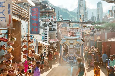 Black Panther’s Wakanda is a transportation utopia with a dash of reality - The Verge Futurism Architecture, Afrofuturism Art, Black Panther Wakanda, City Planner, Movie Black, Black Panthers, Futuristic City, Zaha Hadid, Milan Design Week