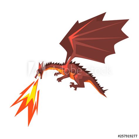 Dragon Spitting Fire, Animal Vector Illustration, Eagle Icon, Giraffe Head, Animal Vector, Wild Deer, Bear Vector, Fire Breathing, Big Animals