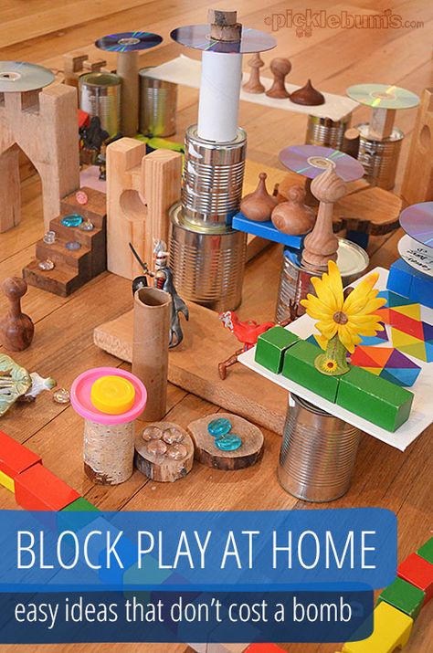 Block Play at Home - Picklebums Constructive Play, Blocks Center, Loose Part, Blocks Preschool, Construction Play, Block Center, Loose Parts Play, Block Area, Block Play