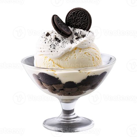 Cookies and cream ice cream in a glass parfait dish layered with crushed Oreo cookies Ice Cream Png, Cookies And Cream Ice Cream, Cream Png, Crushed Oreo, Cream Ice Cream, Ice Cream Cup, Ice Cream Cookies, Oreo Cookies, Cookies And Cream