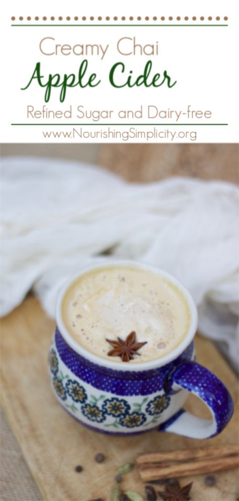 Chai Apple Cider, Apple Cider Chai, Creamy Apple Cider, Comfort Drinks, Apple Chai, Coconut Ginger, Touch Of Spice, Cozy Drinks, Chai Recipe