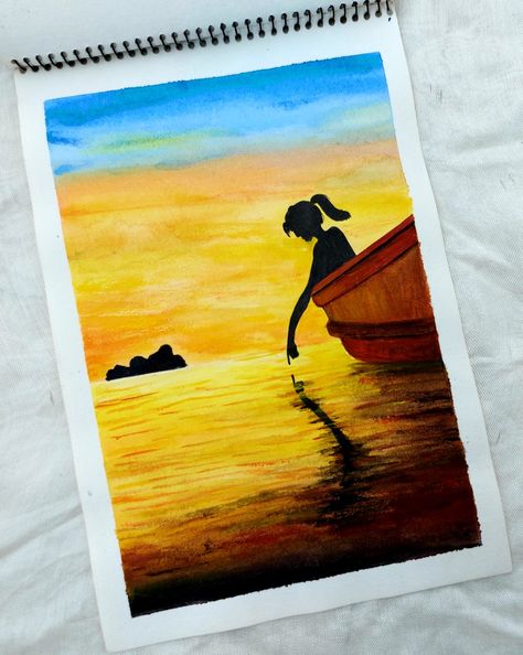 Couple Foto, Beautiful Scenery Drawing, Yt Ideas, Poster Color Painting, Oil Pastel Drawings Easy, Summer Classes, Watercolor Paintings Nature, Poster Color, Family Drawing