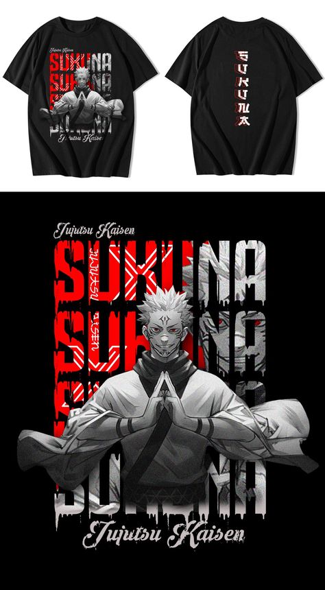 Anime T-Shirt Designs Gojo, Sukuna, and Tanjiro :: Behance Graphic Design For Tshirt Print, Anime Tshirt Print, Anime Tshirt Design Ideas, Trendy Tshirts Graphic Tees Design, Anime Graphic Design, Jujutsu Kaisen T Shirt, Jujutsu Kaisen Tshirt, Anime Tshirt Design, Anime Tshirts