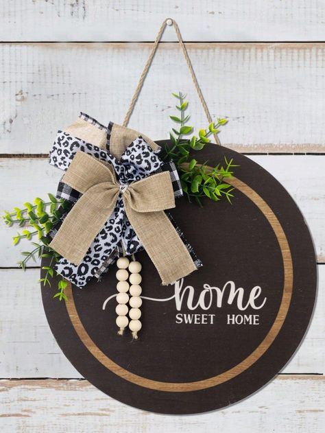 Welcome Sign Door Decoration Round Wooden Wreath Wall Hanging For Outdoor, Farmhouse, Porch, All Seasons Of Spring, Summer, And Fall, 1 Pc Multicolor    WPC     Home Decor, size features are:Bust: ,Length: ,Sleeve Length: Cheap Wreaths, Welcome Sign Door, Outdoor Farmhouse, Wooden Wreath, Welcome Signs Front Door, Wooden Signs Diy, Wooden Welcome Signs, Wooden Wreaths, Wall Wreath