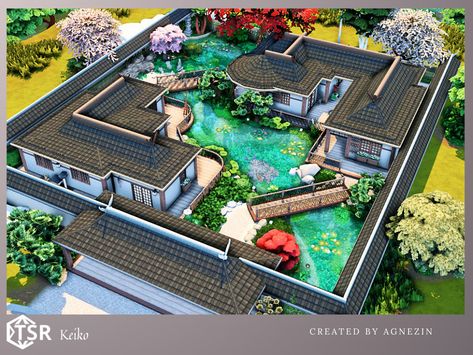 Sims Legacy House, Sims 4 Office Ideas, Sims 4 Japanese House, Japanese House Plan, Anime Houses, Die Sims 4, Sims 4 House Plans, Sims 4 House Building, City Layout