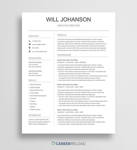 Free Google Docs Resume Template Download - Career Reload Google Doc Resume Template Free, Cv Templates Free Download, Free Resume Template Word, Cv Template Download, Microsoft Word Resume Template, Free Resume Template Download, Executive Resume Template, Resume Layout, Clean Resume