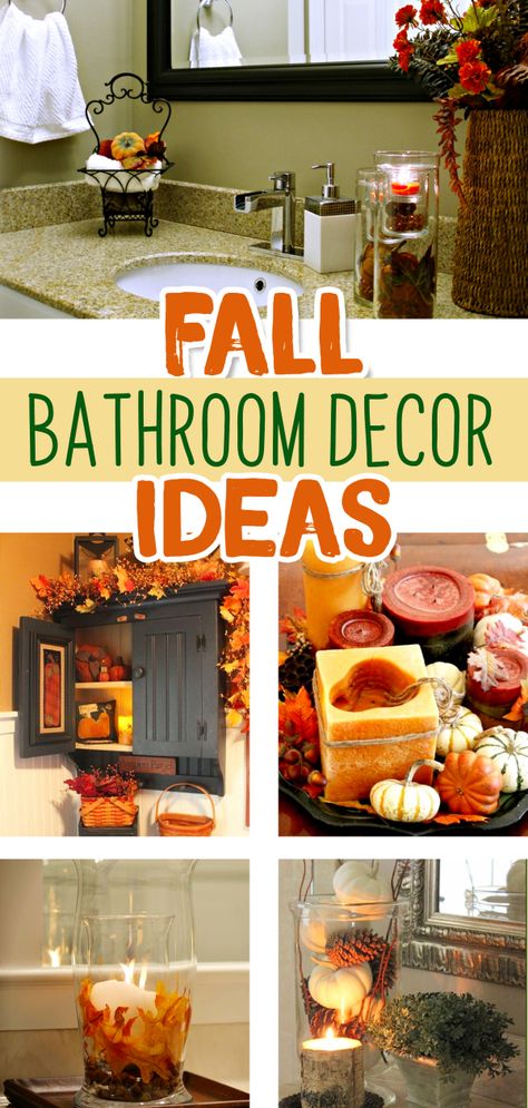 Fall Bathroom Decorating Ideas PICTURES - Beautiful Fall-themed DIY Bathroom Decor Ideas for an Autumn decorated bathroom Autumn Bathroom Decor, Decorated Bathroom, Fall Bathroom Decor Ideas, Fall Bathroom Decor, Cozy Fall Bedroom, Fall Bathroom, Best Kitchen Design, Fall Bedroom Decor, Bathroom Decor Ideas Themes