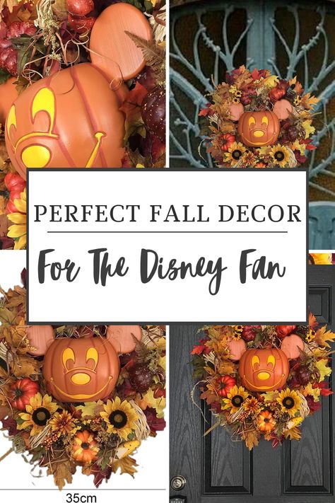 Fall Disney Wreath, Diy Disney Fall Decor, Orange Wreaths, Disney Halloween Decor, Disney Halloween Decorations, Disney Wreath, Fun Fall Decor, Fall Decor Wreaths, Mickey Pumpkin