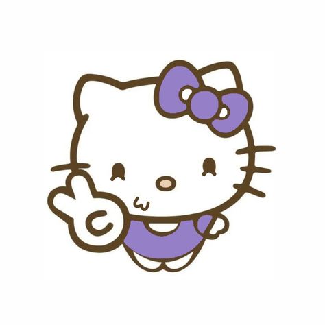 Purple Hello Kitty Pfp, Light Purple Hello Kitty, Purple Icons Aesthetic, Purple Sanrio, Purple Cartoon Characters, Purple Characters, Sanrio Pfps, Purple Pfps, Widget Template