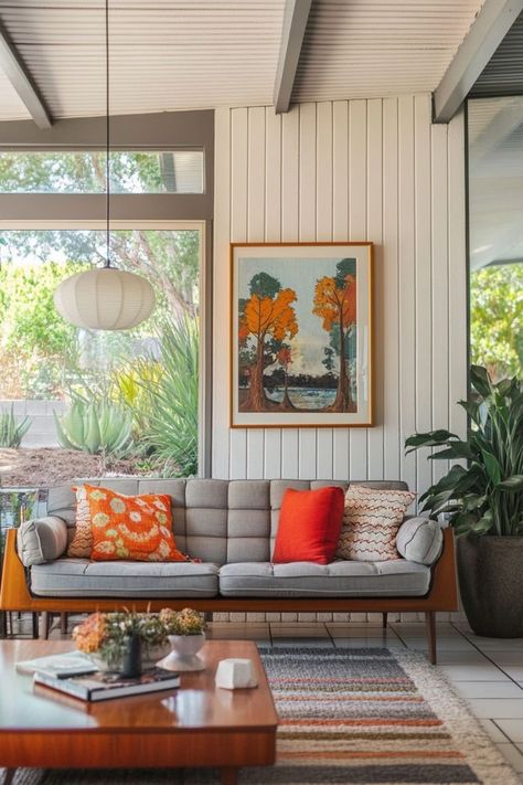 Add timeless style to your living room with mid-century modern furniture. Think clean lines, bold colors, and wooden accents. A low-profile sofa, geometric patterns, and sleek decor bring the perfect balance of retro and modern to your space. 🛋️✨ #MidCenturyModern #LivingRoomInspo #RetroStyle Low Profile Sofa, Sleek Decor, Form And Function, Mid Century Modern Living Room, Organic Forms, Living Room Inspo, Mid Century Modern Furniture, Geometric Patterns, Modern Living