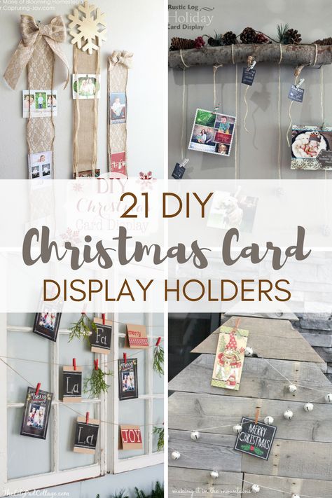 Are piles of Christmas cards taking up space in your house?  Here are 21 DIY Christmas Card Display Holders - perfect to display cards in a festive way! Click to see more!  #christmascards2017  #christmascarddisplay #christmascardholder  #ChristmasDecor #DIY Christmas Card Holder Display, Display Christmas Cards, Hanging Christmas Cards, Holiday Card Display, Card Holder Diy, Christmas Cards 2017, Diy Christmas Card, Christmas Card Display, Beautiful Christmas Cards