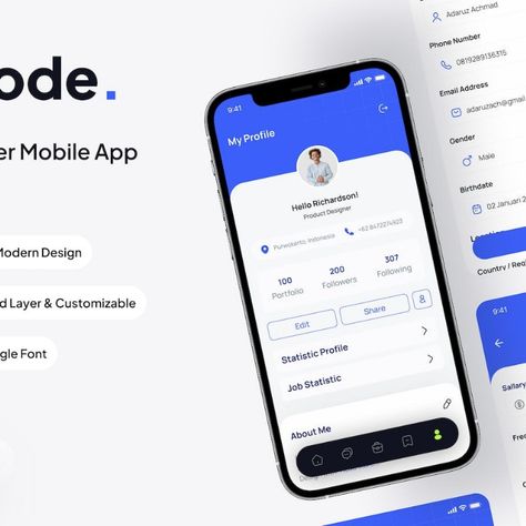 Ngode - My Profile Page App Home Screen, Ui Color, Mobile Ui Design, Mobile App Ui, App Ui Design, Profile Page, Mobile App Design, Screen Design, Mobile Ui