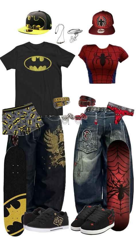 Spiderman Outfit, Street Style Outfits Casual, Baggy Outfit Ideas, Silly Clothes, Batman Outfits, Couple Fits, Outfit Inspo Casual, Trendy Outfits For Teens, Matching Couple Outfits