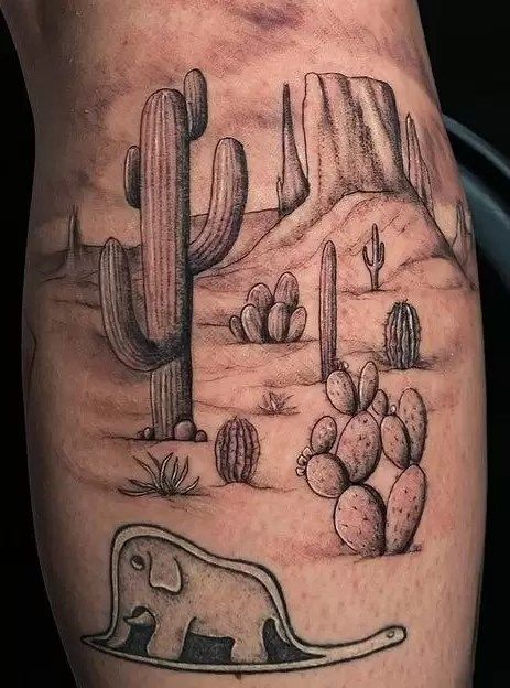 Desert Storm Tattoo, Sonoran Desert Tattoo, Cactus Desert Tattoo, Desert Tattoo Sleeve, Cactus Tattoo Design, Desert Tattoo Ideas, Andrew Tattoo, Az Tattoo, Cactus Tattoos