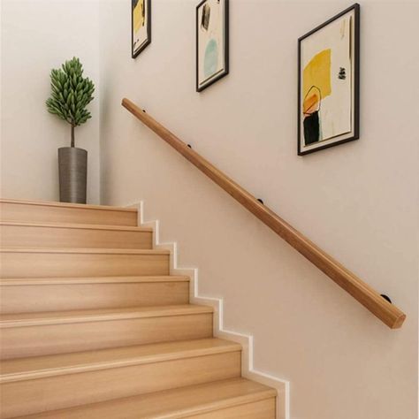 Modern Handrail Designs And Styles That Will Surely Inspire You Wood Stair Handrail, Wood Railings For Stairs, Wall Mounted Handrail, Stair Banister, Wood Handrail, Handrail Design, Stainless Steel Handrail, Staircase Handrail, Stair Rail