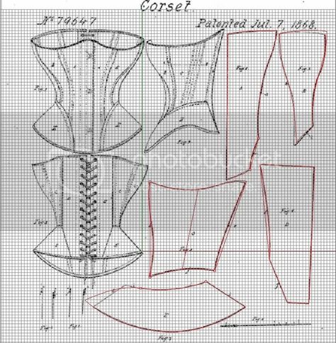 Vintage Corset Pattern Free, Corset Template Pattern, Corset Template, Victorian Corset Pattern, Free Corset Pattern, Sewing Stencils, Clothing Fabric Patterns, Corsets Fashion, Bustier Pattern