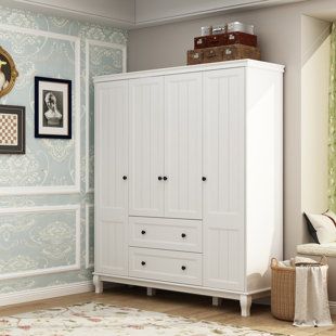 Armoire With Shelves, House With No Closets, Large Armoire Bedroom, Office Armoire, Open Closets, Railroad Apartment, Basement Closet, Armoire Closet, White Armoire