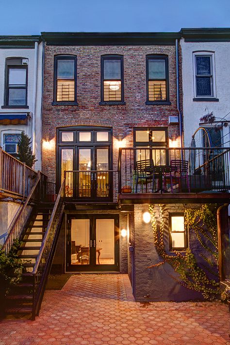 Park Slope Brownstone – Ben Herzog Architect, PC Apartment Exterior Design, Townhouse Exterior, Apartment Exterior, Brooklyn Brownstone, Exterior Stairs, Windows Exterior, Row House, Window Styles, Cool Apartments