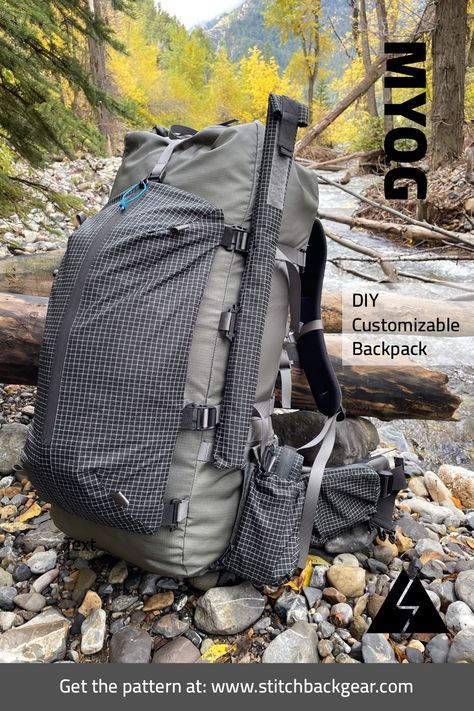 Make your own customizable backpack. The Metamorph backpack can customized for any adventure! #myog #diy #sewing #backpacking #ultralightbackpacking #maker #gridstop Diy Hiking Backpack, Making A Backpack, Backpack Straps Diy, Outdoor Sewing Projects, Customize Backpack, Canvas Backpack Pattern, Myog Backpack, Homemade Backpack, Backpack Hacks