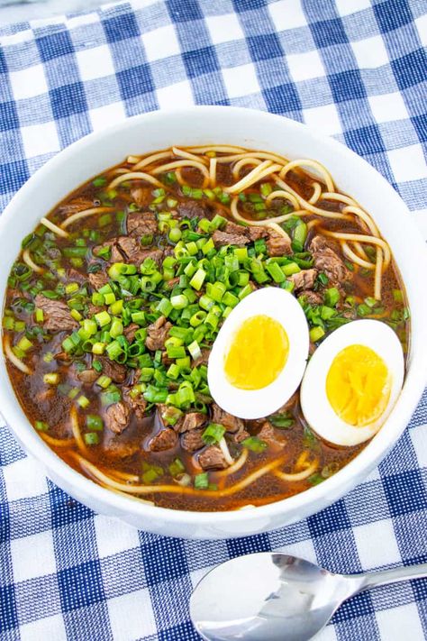 Yakamein New Orleans, Yaka Mein, Yakamein Recipe, Braised Chuck Roast, Spicy Noodle Soup, Spicy Beef Noodle Soup, Louisiana Hot Sauce, Beef Noodle Soup, Hard Cooked Eggs