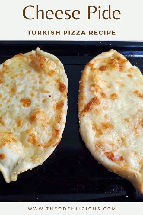 Cheese Pide is a Turkish-style baked pizza recipe that is topped with cheddar and mozzarella cheese. #turkishpide #turkishpizza Pide Recipe, Turkish Cheese, Turkish Pizza, Baked Pizza, Cheese Dishes, Cheesy Recipes, Pizza Recipe, Family Favorite Meals, Turkish Recipes