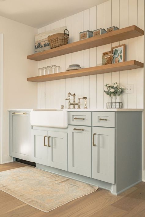 #thelakeloft loft kitchen Alma Homes, Light Blue Paint Colors, Cottage Loft, Grey Blue Kitchen, Best Neutral Paint Colors, Light Blue Paints, Blue Gray Paint, Loft Kitchen, Best White Paint